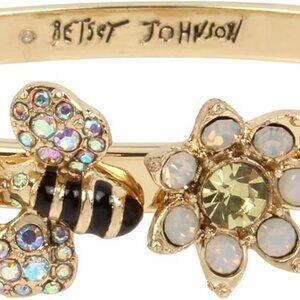 Women's Bangle Bracelet Glass Metal Hinged Bumble Bee Flower Jewelry